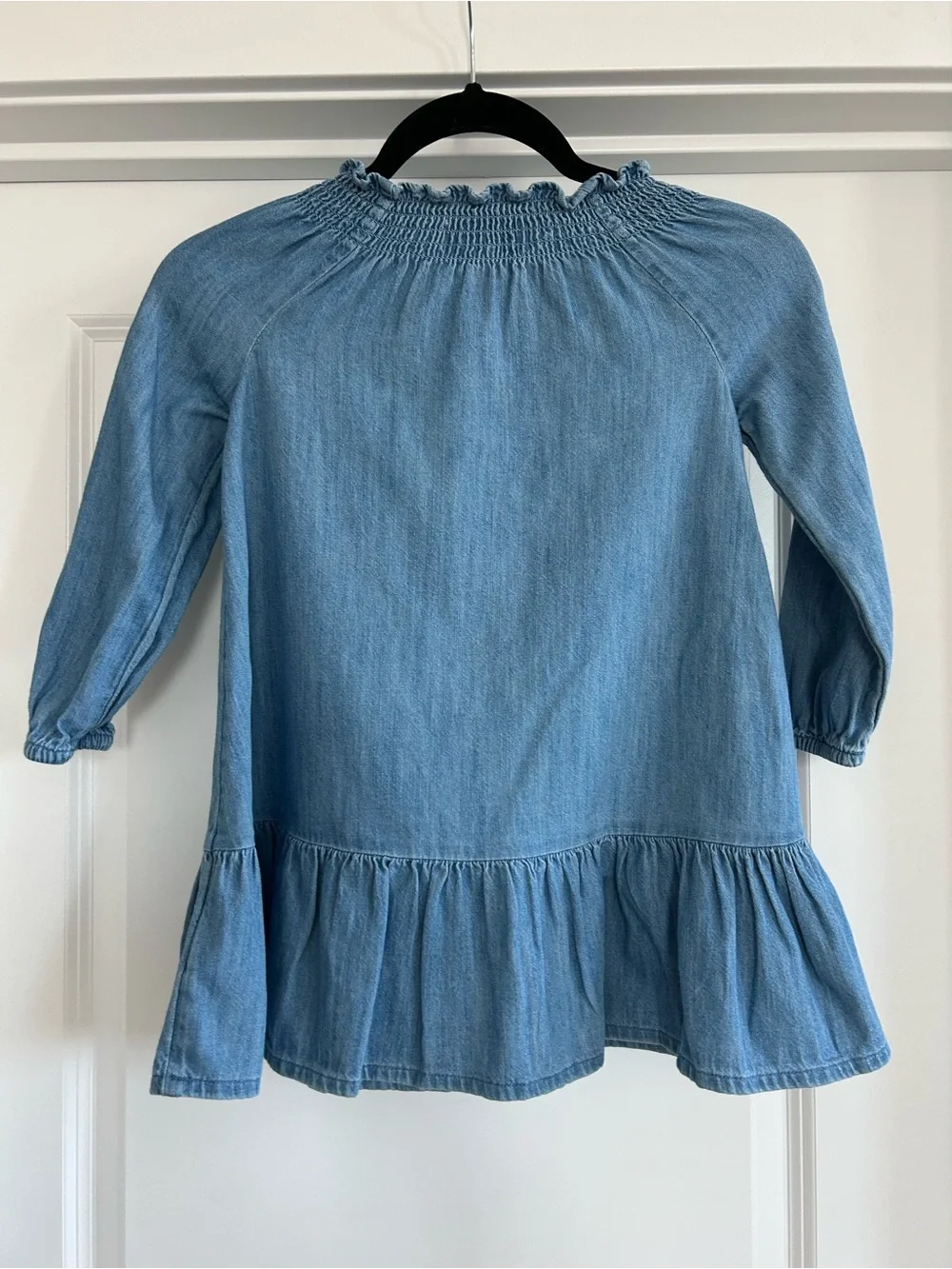 Old Navy Light Blue Denim Button-Down Ruffle-Hem Dress
